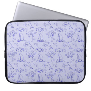 Housse Pour Ordinateur Portable Motif d'une ligne d'animal marin et voilier