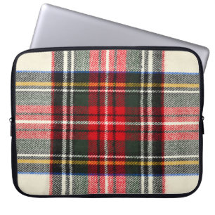 Housse Pour Ordinateur Portable Motif écossais tartan. Laine rouge et blanche plai