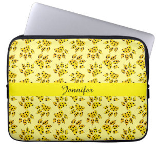 Housse Pour Ordinateur Portable Motif Empreinte de patte Leopard Ajouter un nom