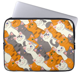 Housse Pour Ordinateur Portable Motif en diagonale du chat noir blanc gingembre