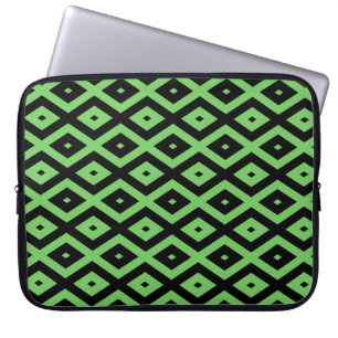 Housse Pour Ordinateur Portable Motif en diamant vert citron et noir