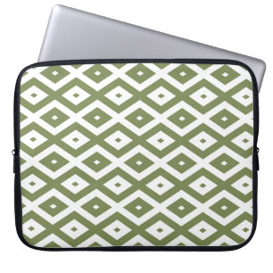 Housse Pour Ordinateur Portable Motif en diamant vert et blanc