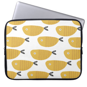 Housse Pour Ordinateur Portable Motif enfantin sans couture avec des poissons drôl