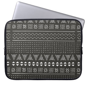 Housse Pour Ordinateur Portable Motif ethnique tribal noir et blanc avec géométrie