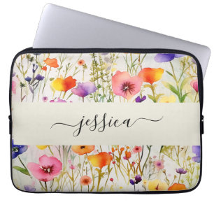 Housse Pour Ordinateur Portable Motif fleur sauvage chic