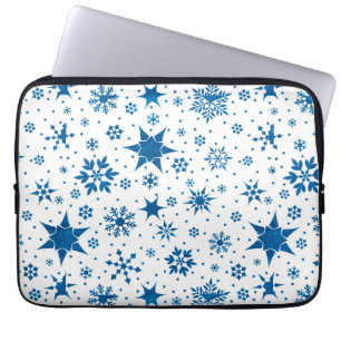 Housse Pour Ordinateur Portable Motif Flocon de Neige Bleu