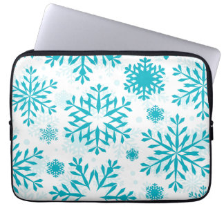 Housse Pour Ordinateur Portable Motif Flocon de Neige Bleu