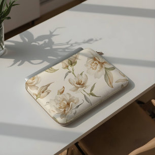 Housse Pour Ordinateur Portable Motif floral blanc aquarelle délicat