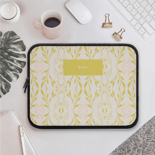Housse Pour Ordinateur Portable Motif floral de nom personnalisé minimaliste