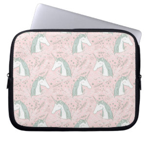 Housse Pour Ordinateur Portable Motif floral doux de licorne