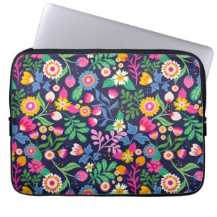 Housse Pour Ordinateur Portable Motif floral exotique peint à la main