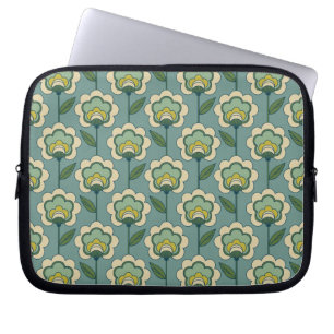 Housse Pour Ordinateur Portable Motif floral turquoise et jaune