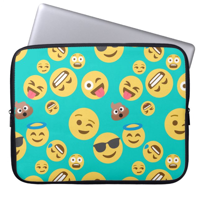 Housse Pour Ordinateur Portable Motif fou turquoise d'Emoji (Devant)
