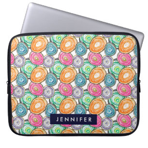 Housse Pour Ordinateur Portable Motif géode orange vert rose personnalisé mignon