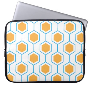 Housse Pour Ordinateur Portable Motif géométrique abstrait hexagonal en bleu orang
