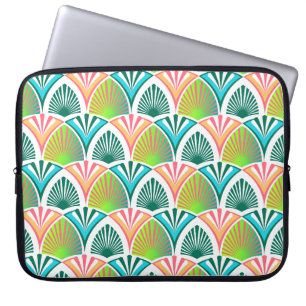 Housse Pour Ordinateur Portable Motif géométrique avec feuilles de palme et fleurs