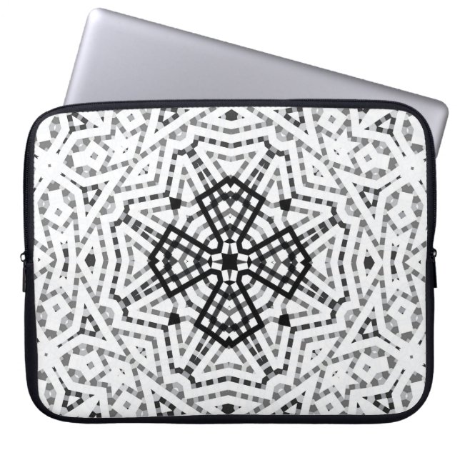 Housse Pour Ordinateur Portable Motif géométrique blanc et noir (Devant)