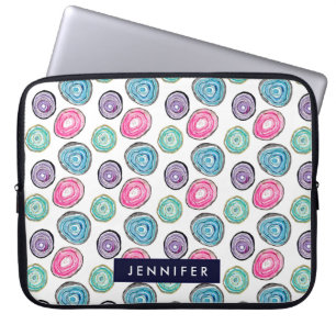 Housse Pour Ordinateur Portable Motif géométrique bleu violet rose mou personnalis