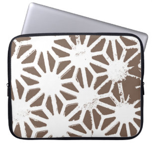 Housse Pour Ordinateur Portable motif géométrique Brown et blanc
