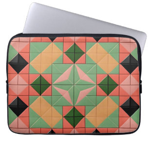 Housse Pour Ordinateur Portable Motif Géométrique Coloré Avec Carré Symétrique