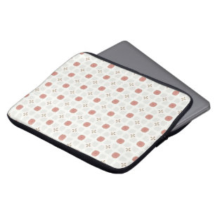 Housse Pour Ordinateur Portable Motif géométrique de carreaux floraux rouges et be