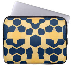 Housse Pour Ordinateur Portable Motif géométrique en nid d'abeille hexagonale bleu