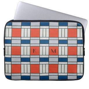 Housse Pour Ordinateur Portable Motif géométrique rétro monogramme