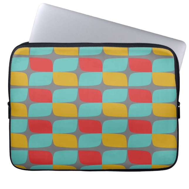 Housse Pour Ordinateur Portable Motif géométrique rétro sur gris (Devant)