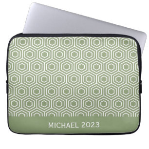 Housse Pour Ordinateur Portable Motif géométrique Sage Green Hexagon Honeycomb