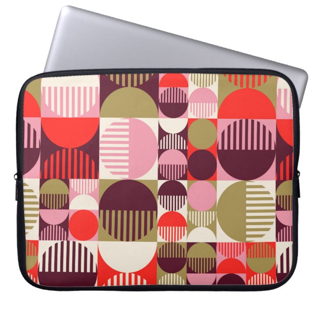 Housse Pour Ordinateur Portable Motif géométrique vintage moderne abstrait transpa (Devant)
