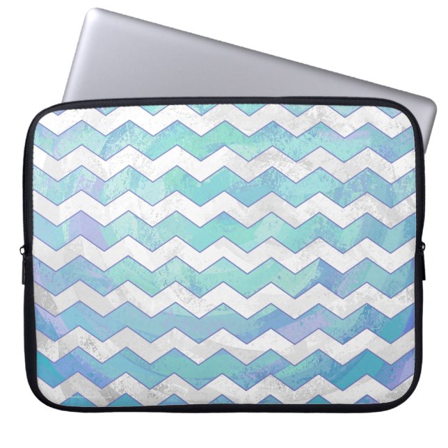 Housse Pour Ordinateur Portable Motif Glacier Blue Chevron (Devant)