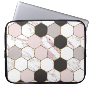 Housse Pour Ordinateur Portable Motif Hexagon de marbre géométrique moderne