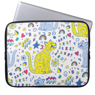 Housse Pour Ordinateur Portable motif infantile avec tigre, lettres, arc-en-ciel, 
