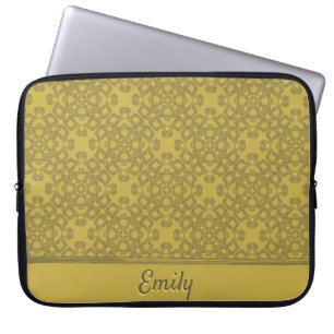 Housse Pour Ordinateur Portable Motif jaune moutarde personnalisé