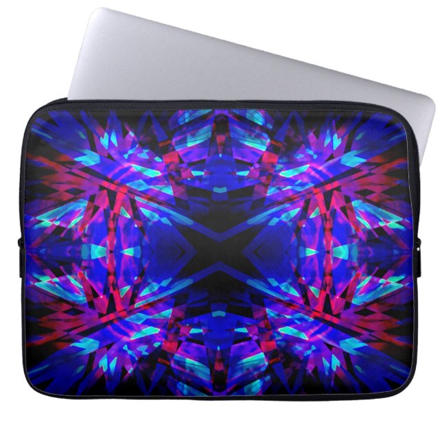 Housse Pour Ordinateur Portable Motif kaléidoscope bleu et rouge (Devant)