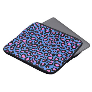 Housse Pour Ordinateur Portable Motif léopard en framboise sur bleu électrique