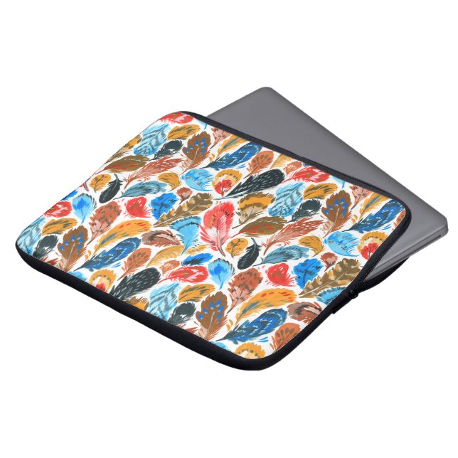 Housse Pour Ordinateur Portable Motif lumineux avec plumes d'oiseaux (Devant haut)