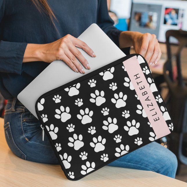 Housse Pour Ordinateur Portable Motif mâle, Patrouilles de chien, Noir et Blanc, V (Créateur téléchargé)