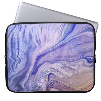 Housse Pour Ordinateur Portable Motif Marbré Abstrait Lavande & Indigo Fluide