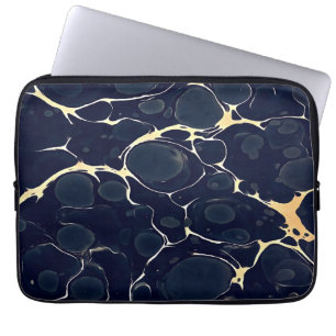 Housse Pour Ordinateur Portable Motif Marbre Foncé Style Encre Alcoolique Abstrait