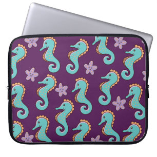 Housse Pour Ordinateur Portable motif marin enfantin sans soudure avec hippocampes
