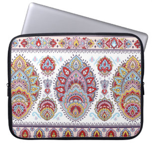 Housse Pour Ordinateur Portable Motif médaillon de paisley floral indien. Ethnique