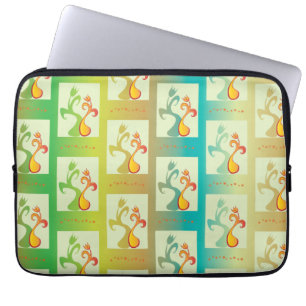 Housse Pour Ordinateur Portable Motif moderne vert, jaune et bleu Tulip Couple
