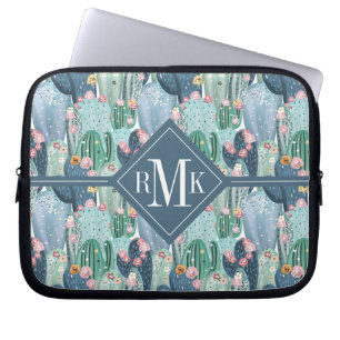 Housse Pour Ordinateur Portable Motif mou de cactus du monogramme Patel