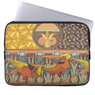 Housse Pour Ordinateur Portable Motif oiseau de la nature Art nouveau français vin