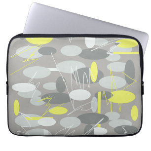 Housse pour ordinateur portable motif ovale gris t