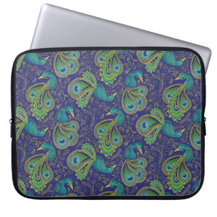 Housse Pour Ordinateur Portable Motif Paisley Paon Bleu