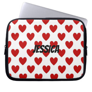 Housse Pour Ordinateur Portable Motif personnalisé de cœurs rouges et blancs moder