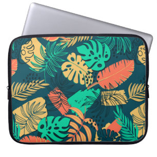 Housse Pour Ordinateur Portable Motif plat tropique dessiné à la main. Paume feuil