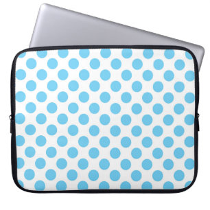 Housse Pour Ordinateur Portable Motif pois bleu et blanc